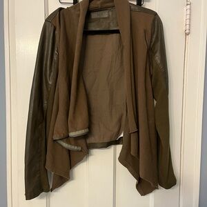 Blank NYC  Olive Vegan Leather Cotton Jacket Moto Biker Spring L